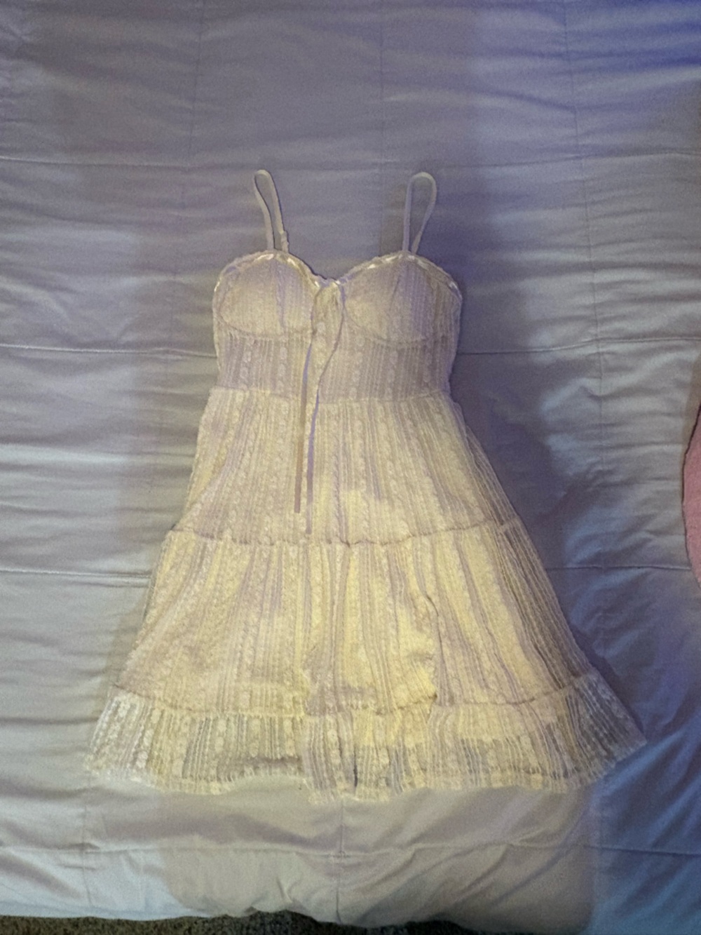Derek Heart Ivory Lace Tiered Spaghetti-Strap Slip Dress